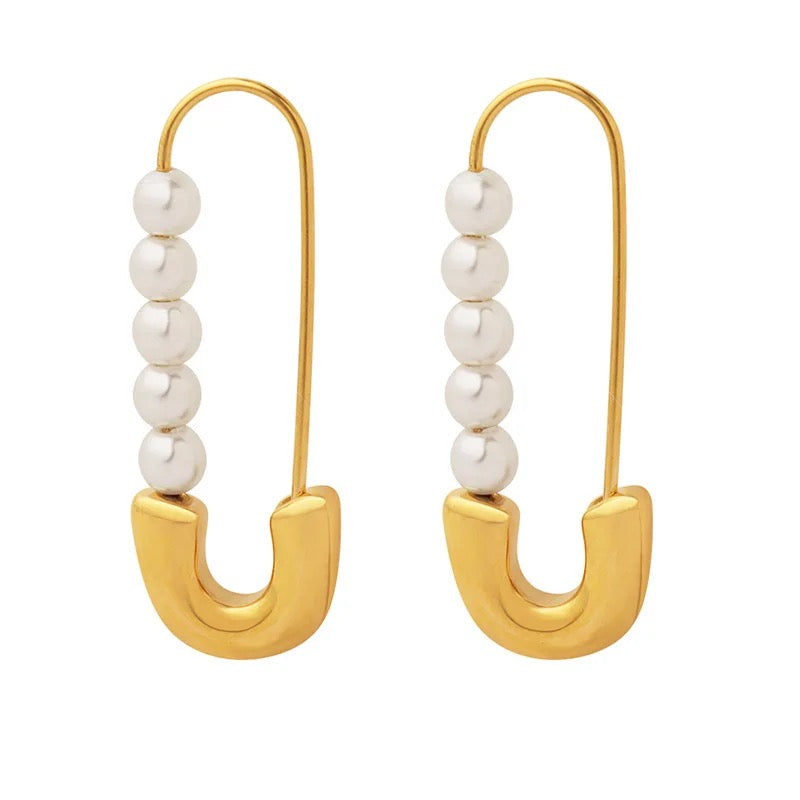 Pearl Paperclip Hoops