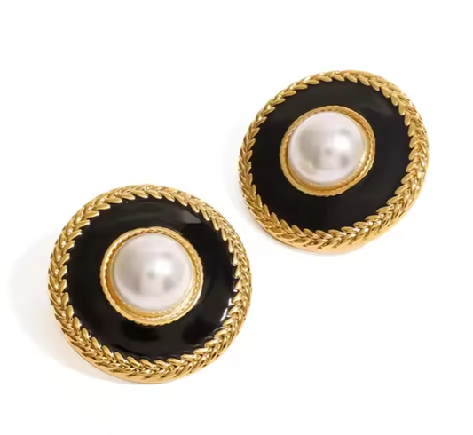 Black Oil Drip Circle Studs