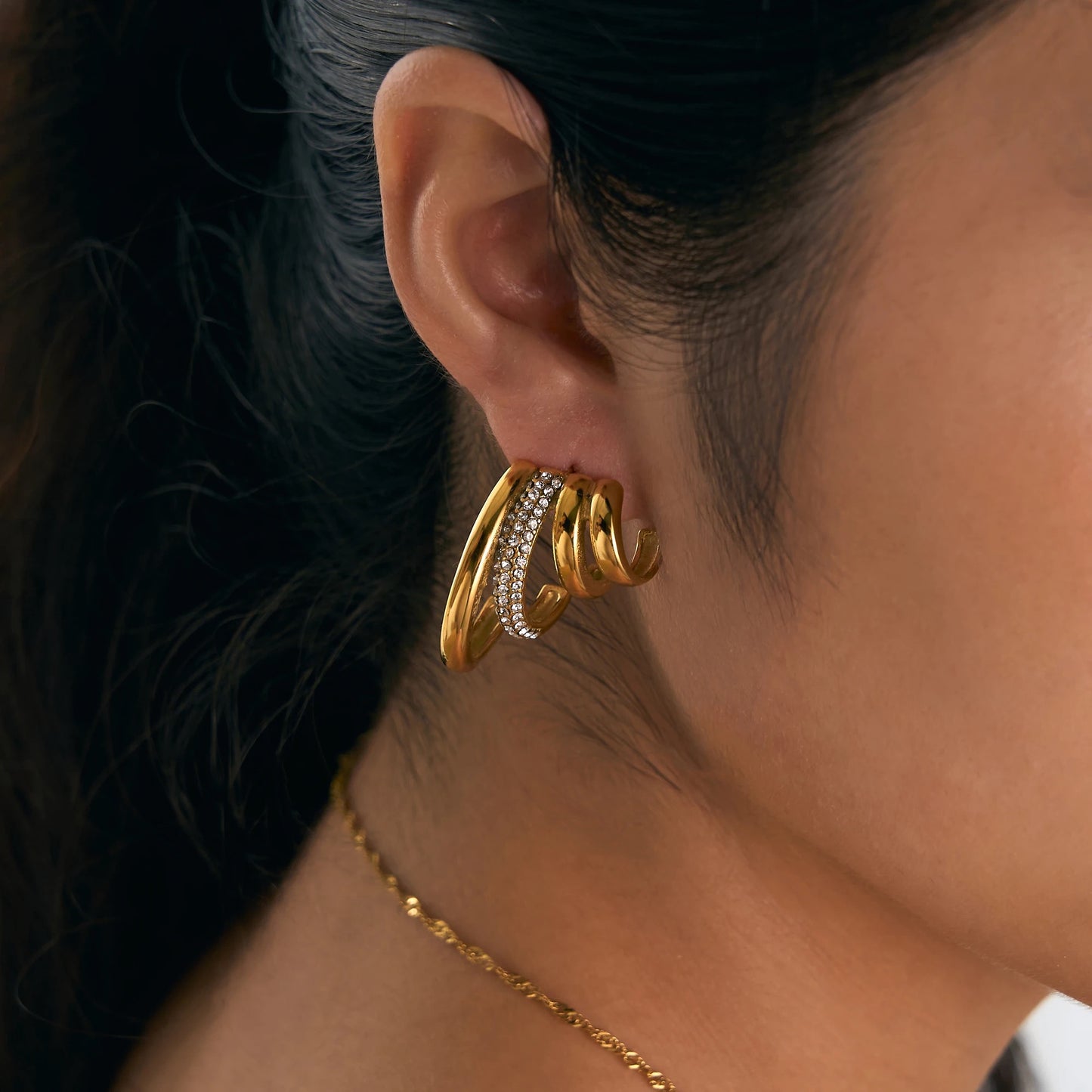 Tetra Zircon Gold Hoops