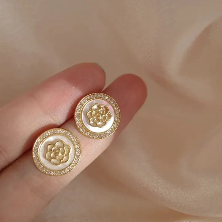 Tea Flower Ivory Studs