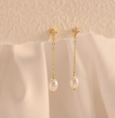 Pearl Chain Dangle Earrings