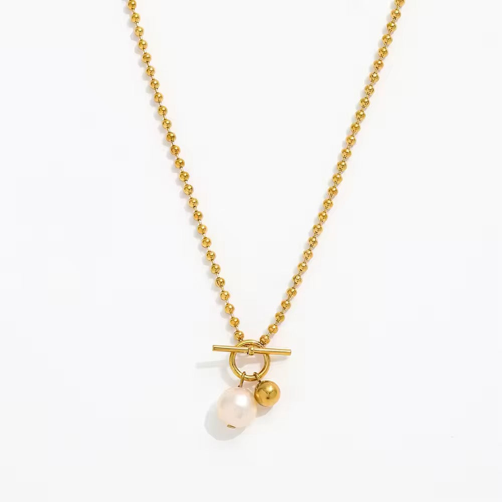 Pearl Bead Toggle Necklace