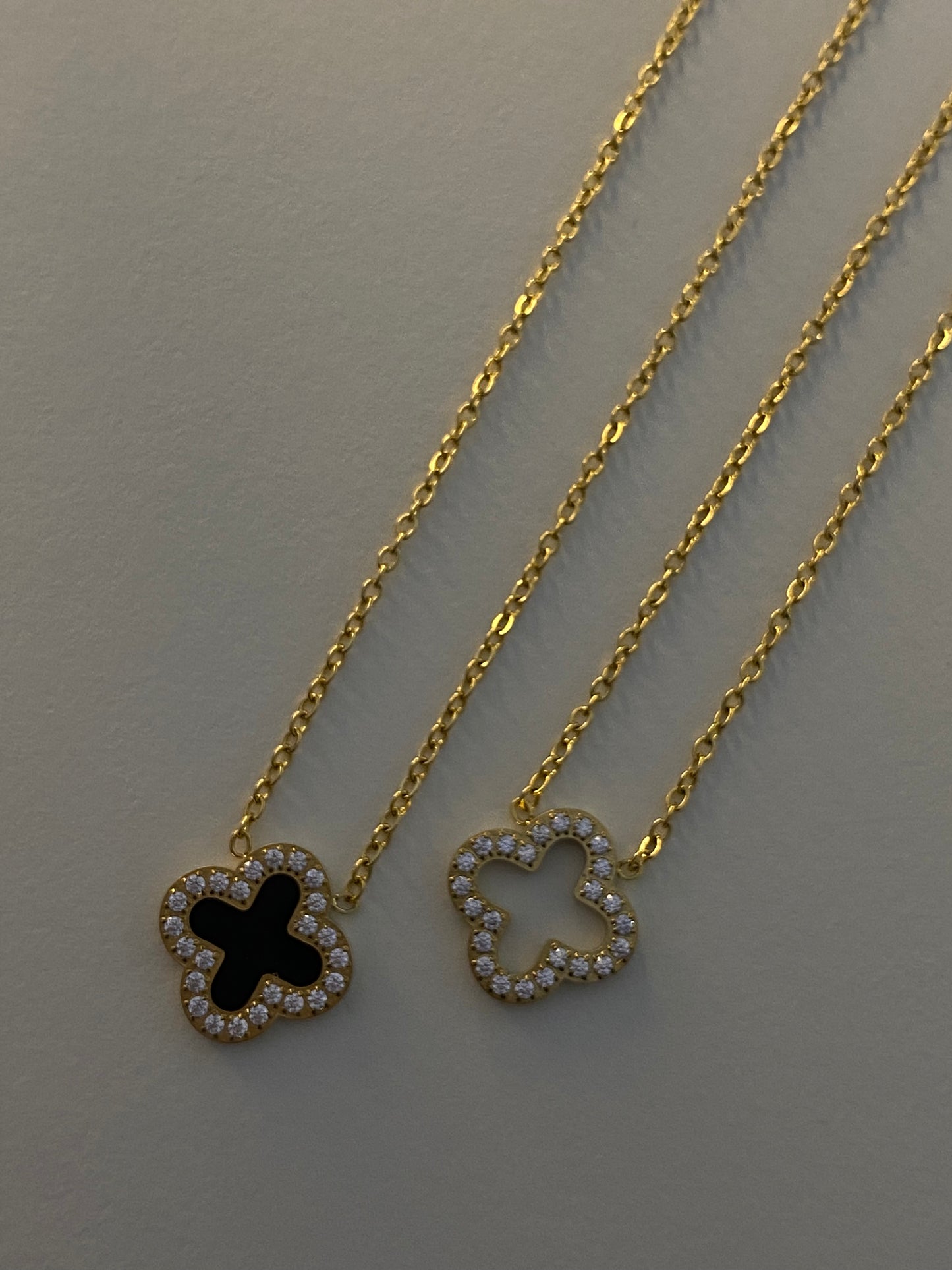 Frosty BLACK Clover Necklace