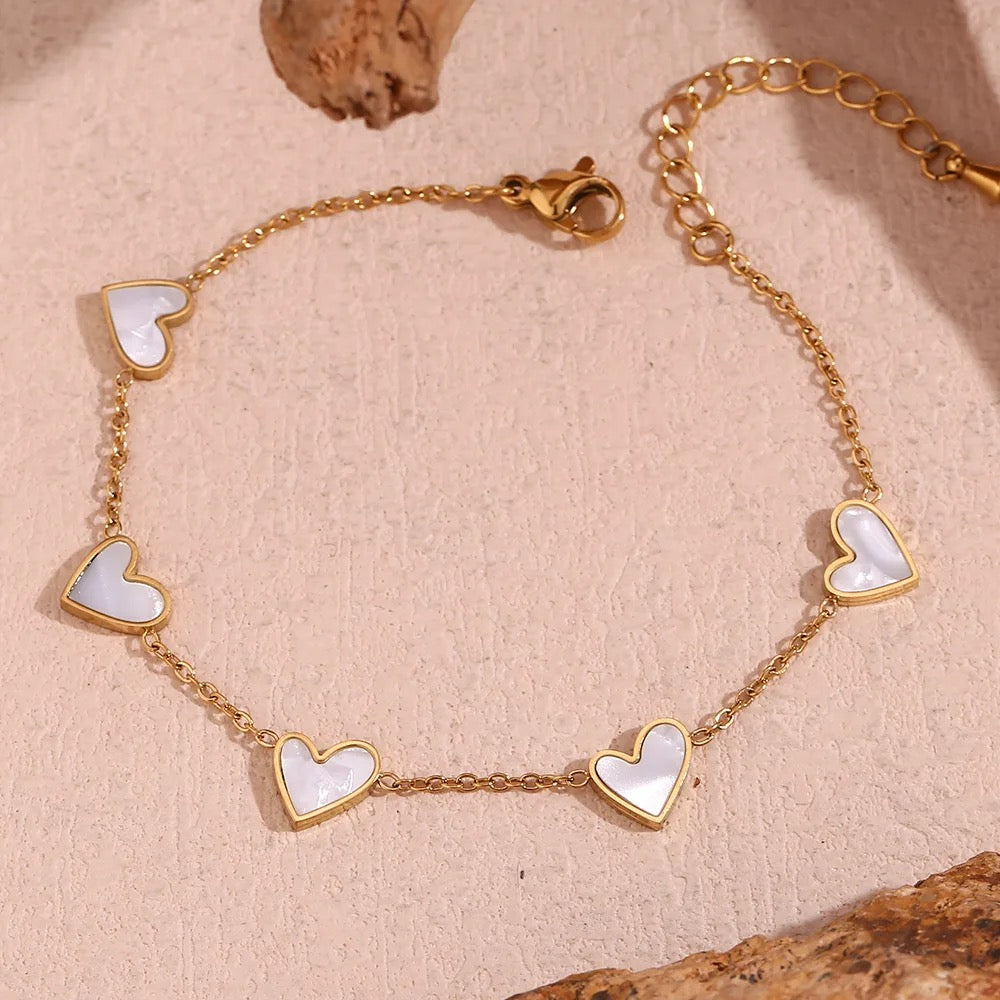 White Multiple Hearts bracelet