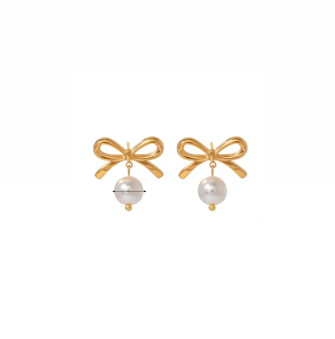 Gold Bow Pearl Earrings