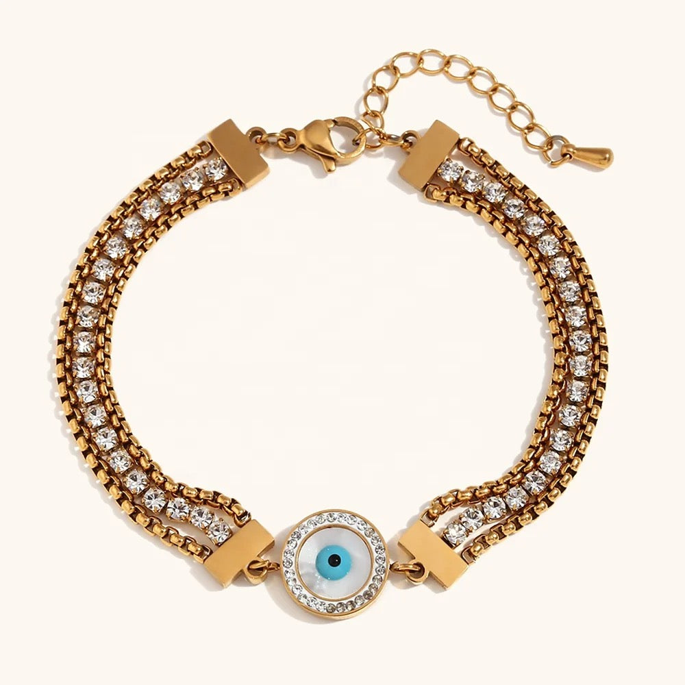 Evil Eye trio Zircon Bracelet