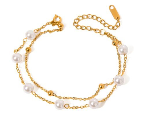 Double layer pearl beads Bracelet