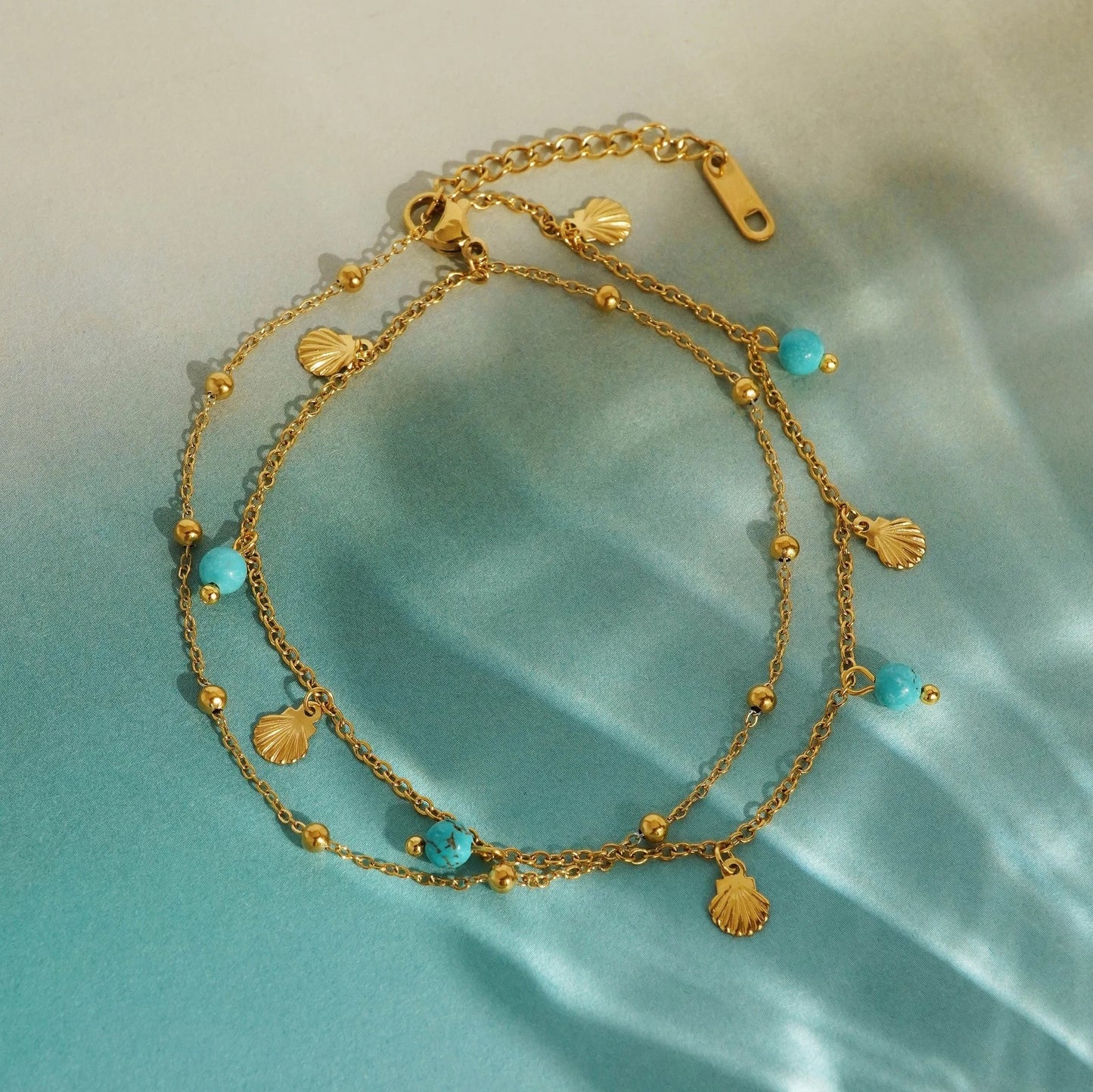 Turquoise Ocean Shell Anklet