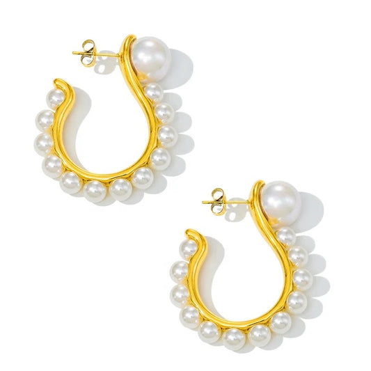 Winter Pearl Hoops