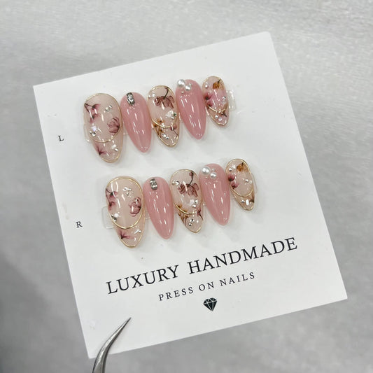 Floral Pink Nail Set