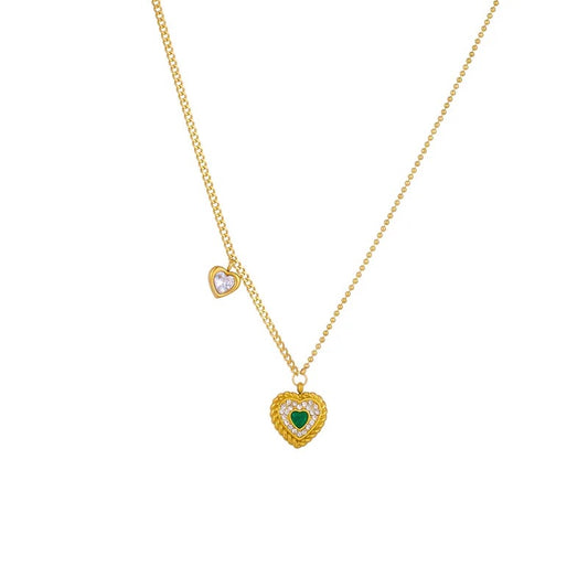 Emerald Zircon Heart Necklace