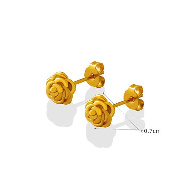 Tiny Rose Studs (Gold)