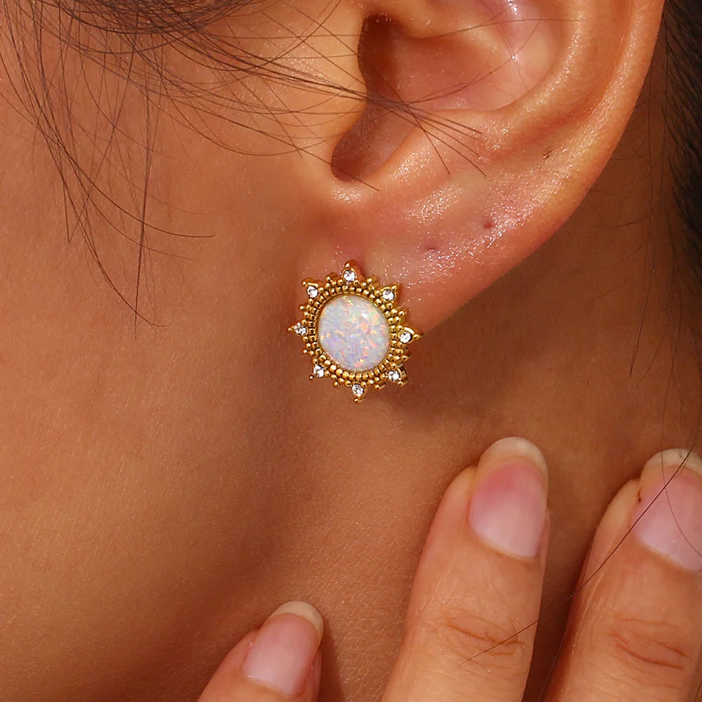 Sun Opal Studs