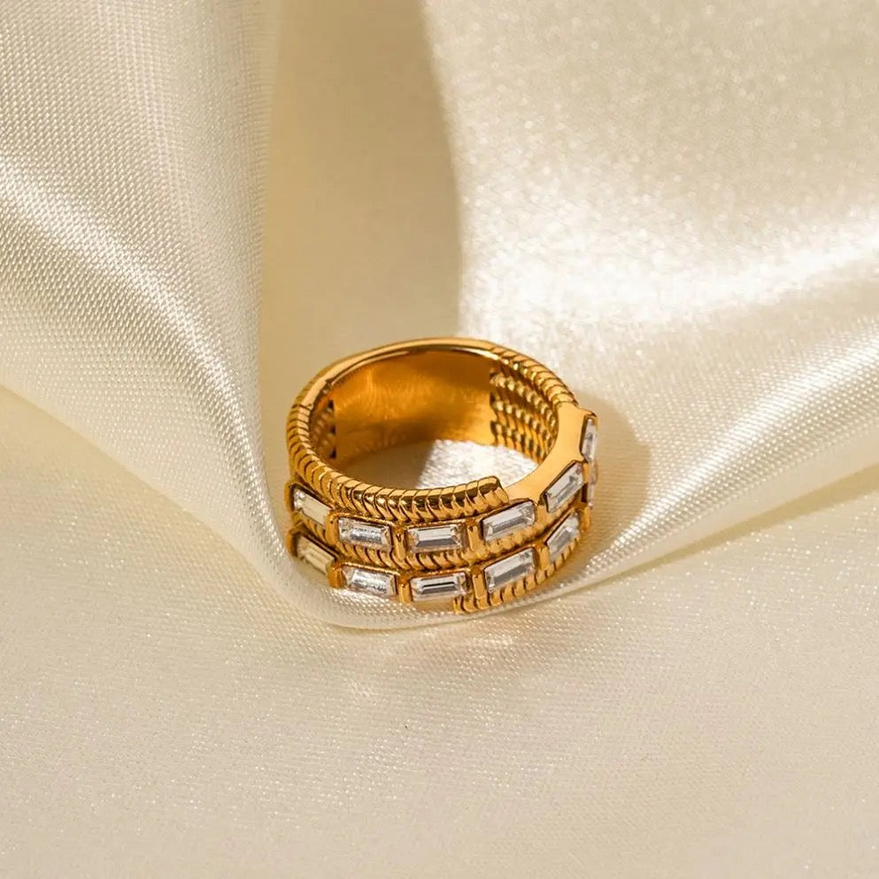 Diamente Layered Gold Ring