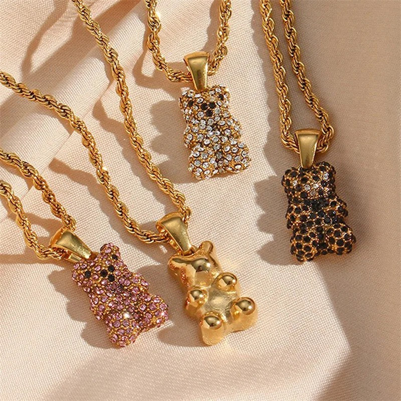 Pink Teddy Zircon Necklace