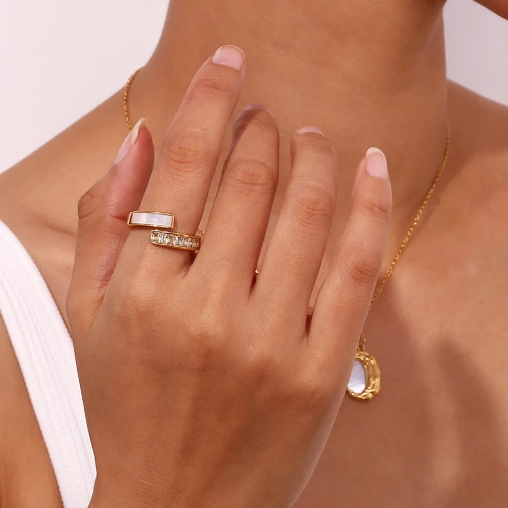 White Shell Open Ring