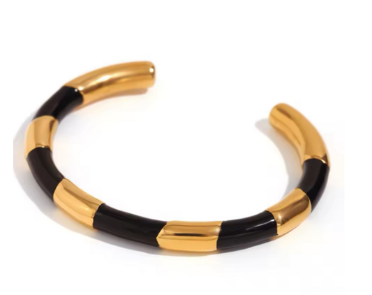 Black Enamel Gold Bangle