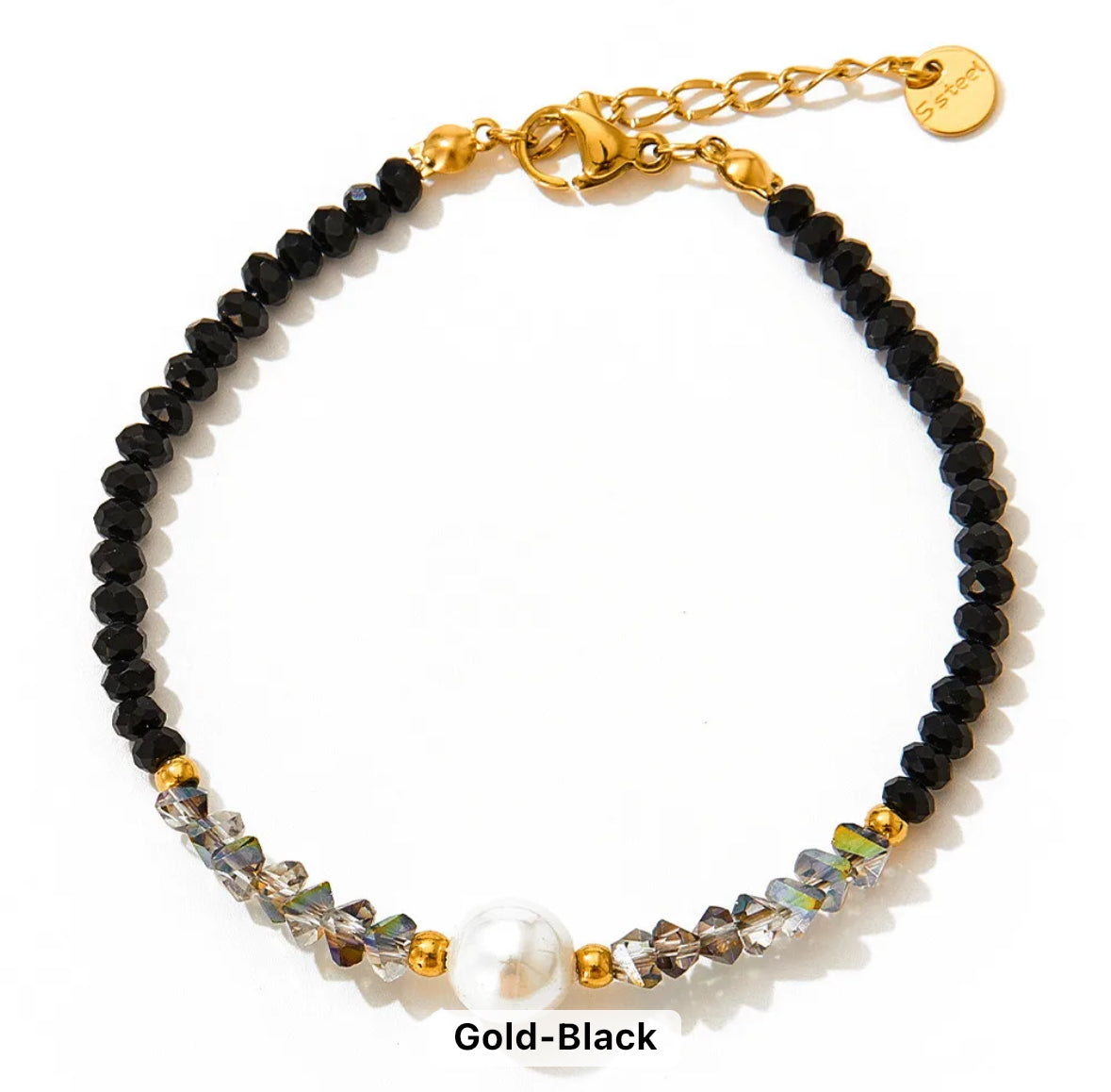 Black Beads with Pearl Bracelet