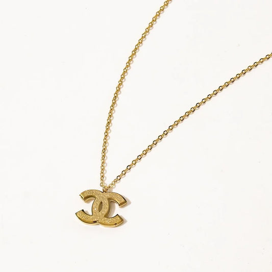 Frosted Channel Gold Necklace