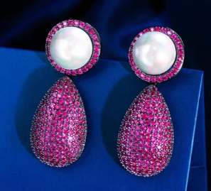 Pearl Fuschia Earrings