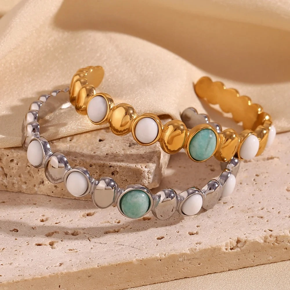 Turquoise and White Bangle