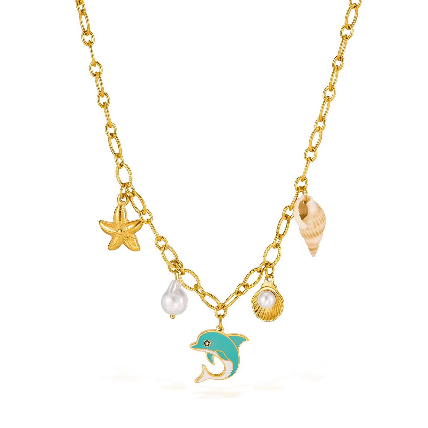 Blue Dolphin Charm Necklace