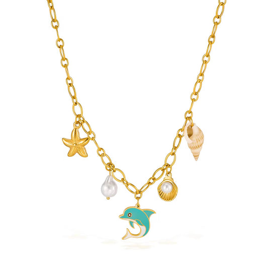 Blue Dolphin Charm Necklace