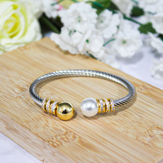 Silver Pearl Bangle 06-B