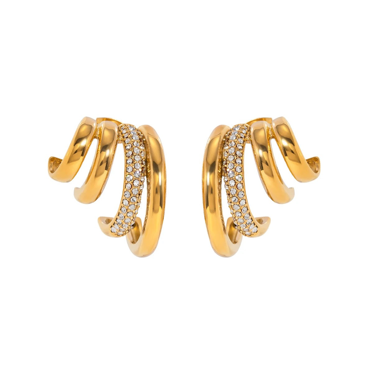 Tetra Zircon Gold Hoops