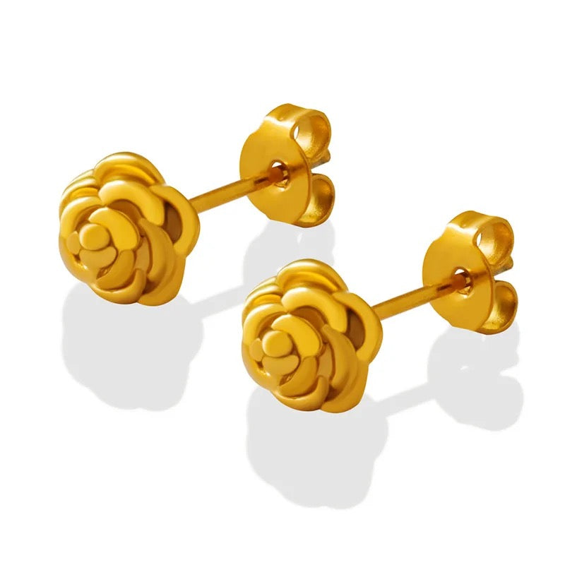 Tiny Rose Studs (Gold)