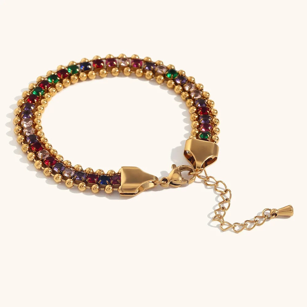 Maya Beaded Tri Bracelet (Rainbow Color)