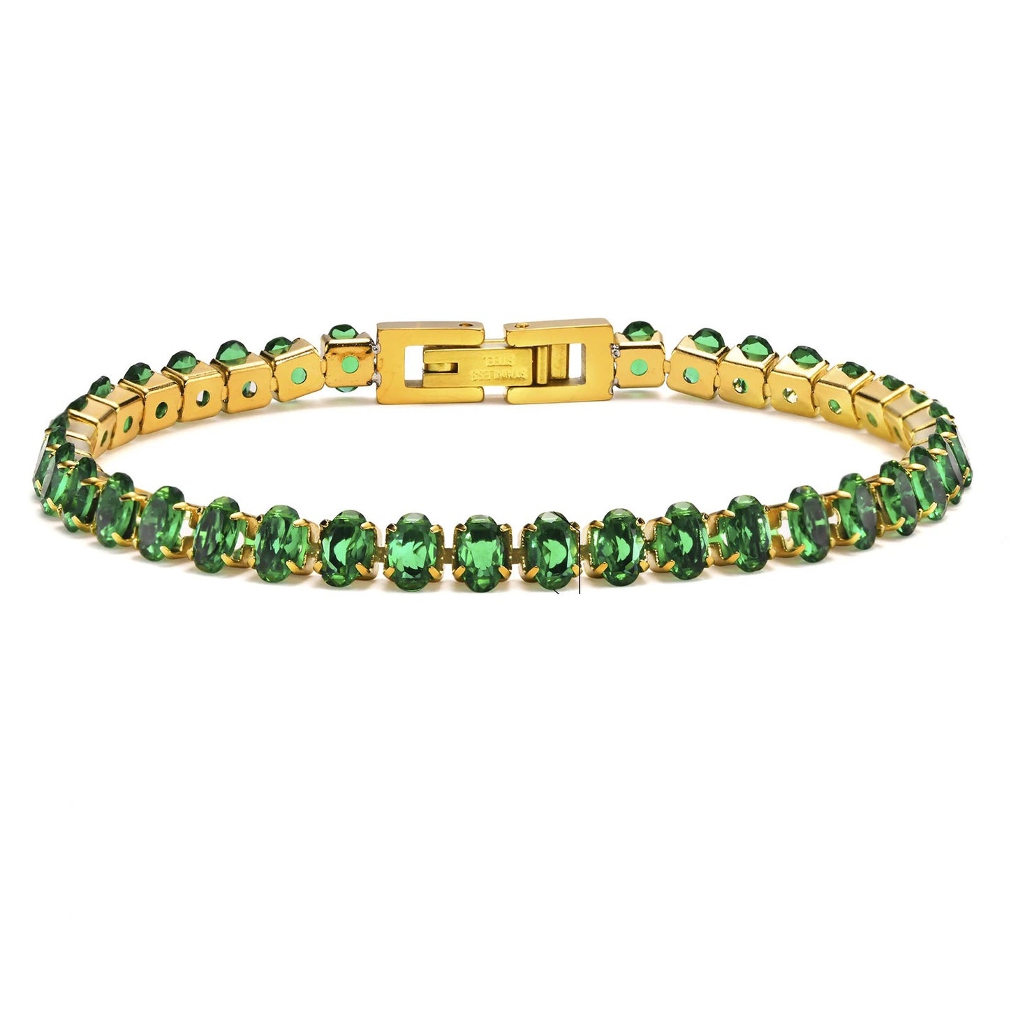 Green Oval Tennis Bracelet