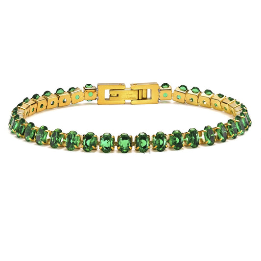 Green Oval Tennis Bracelet