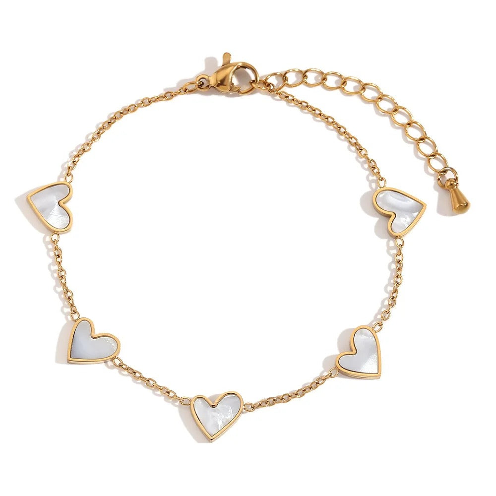 White Multiple Hearts bracelet