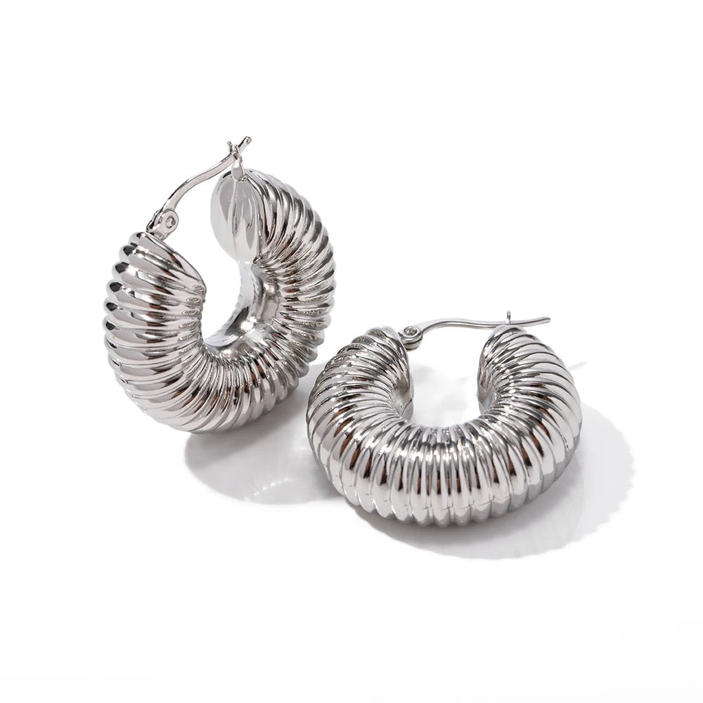 Silver Snail Hoops