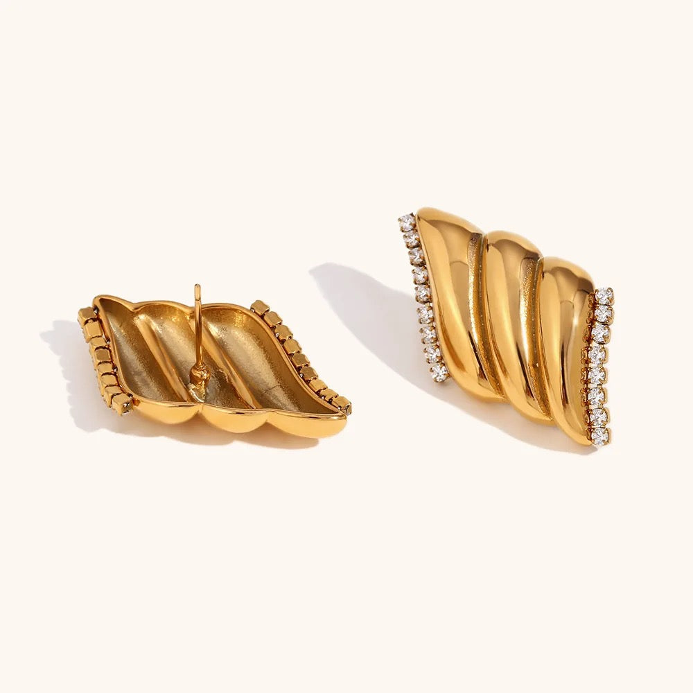 Inlaid Wing Gold Studs