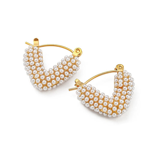 Pearly V Shape Hoops