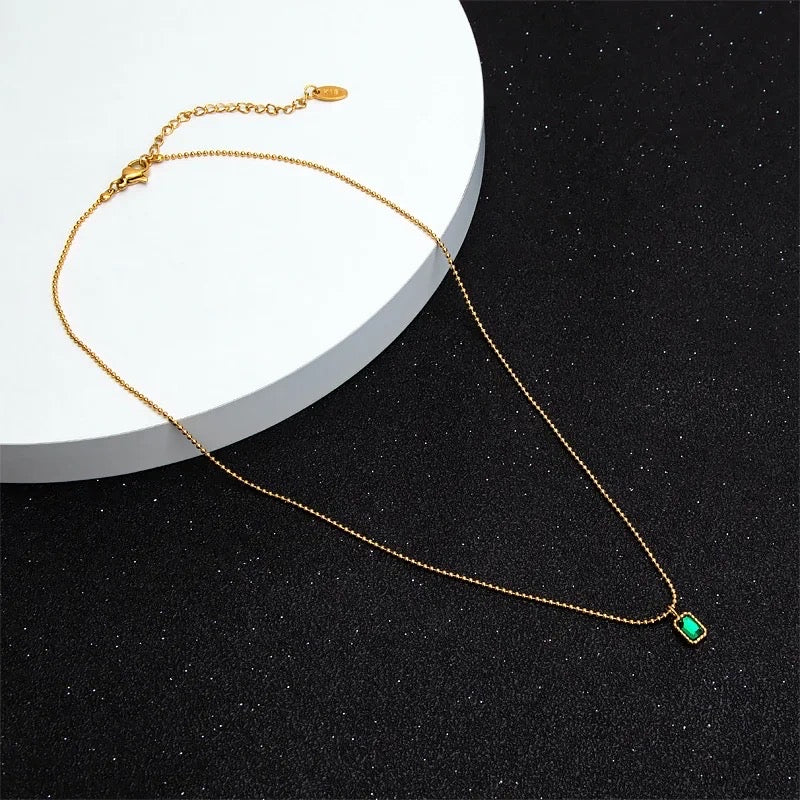 Mini Dainty Green Necklace (beaded chain)