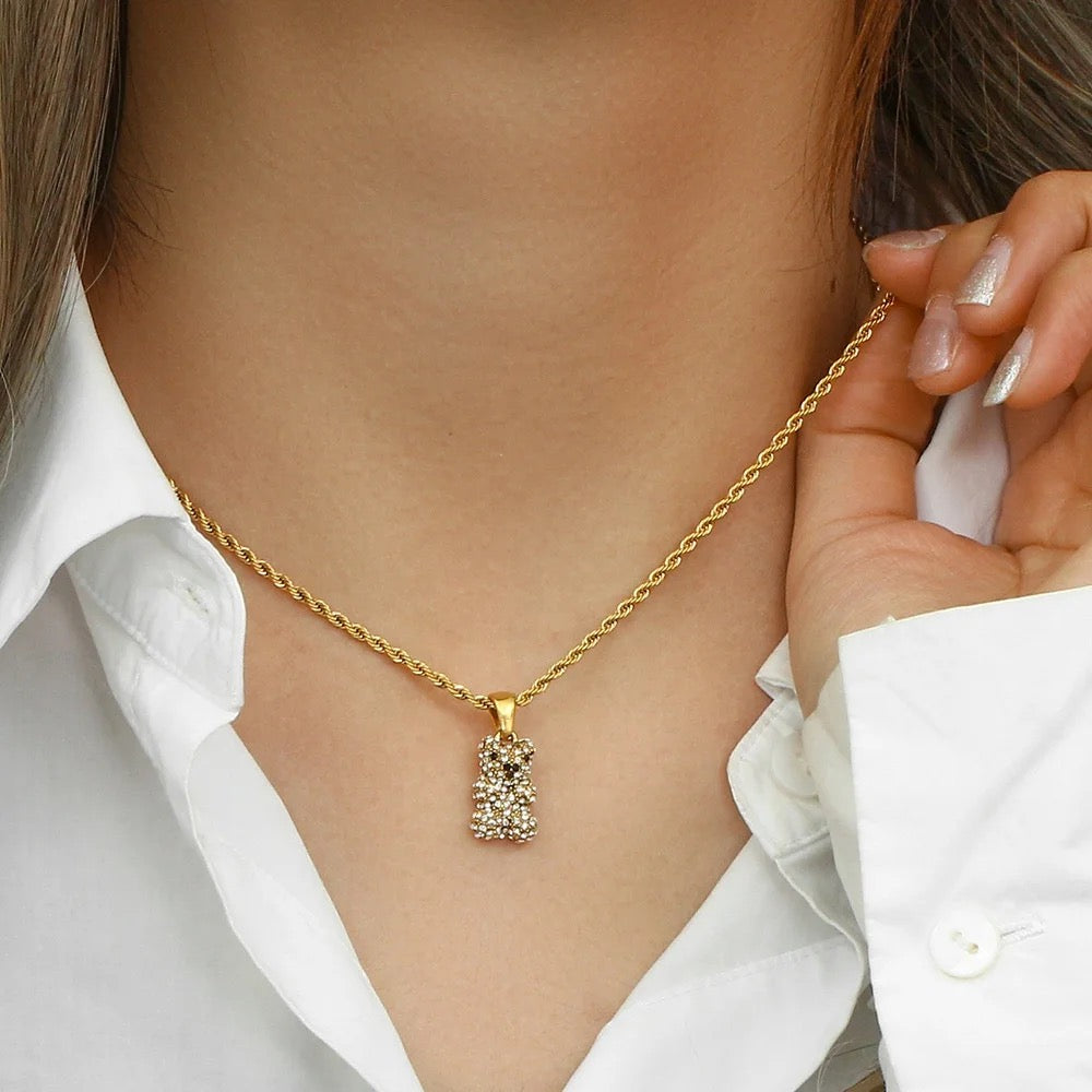 Gold Teddy Zircon Necklace