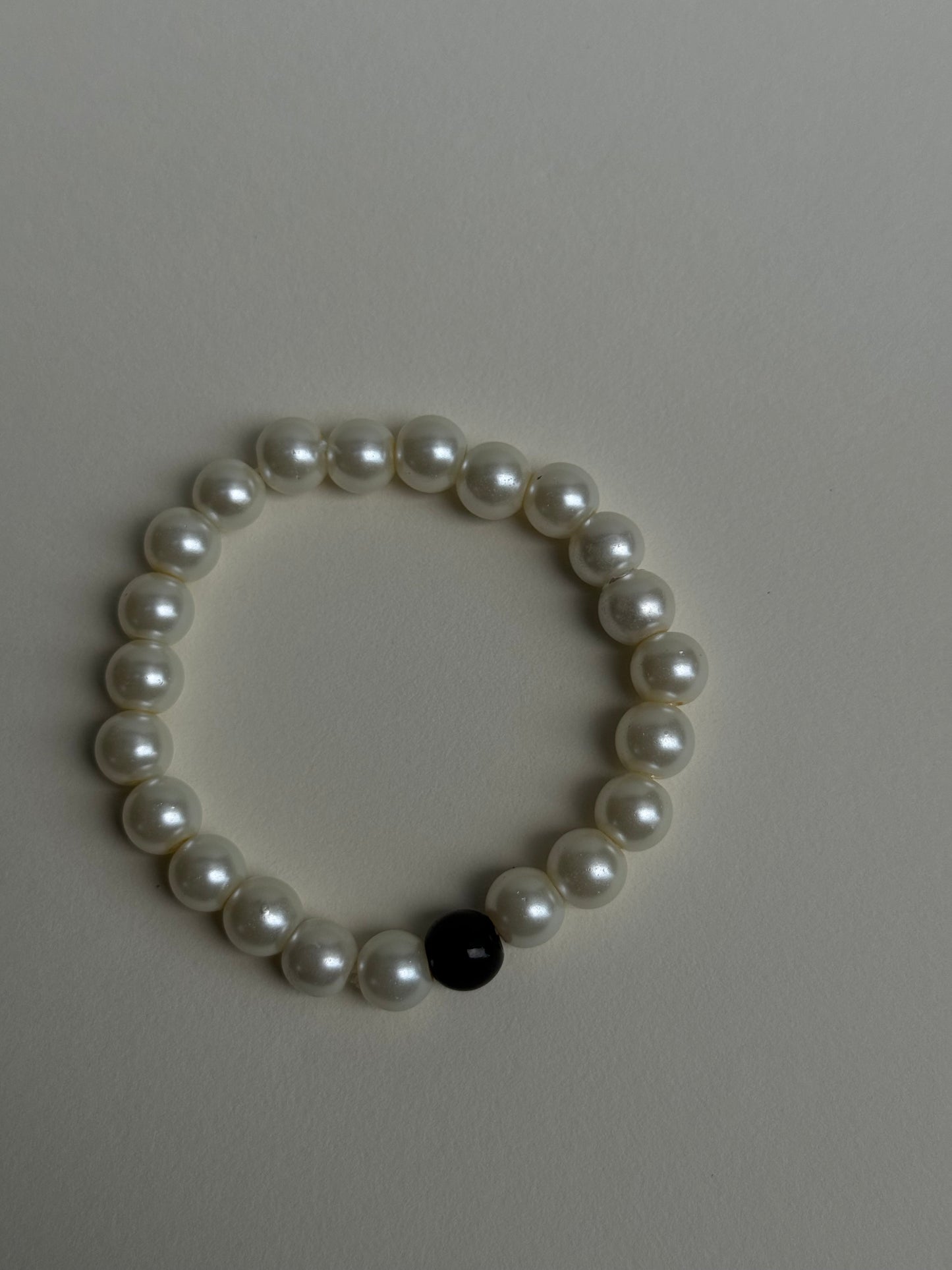 Pearls with black Bead Handmade Bracelet