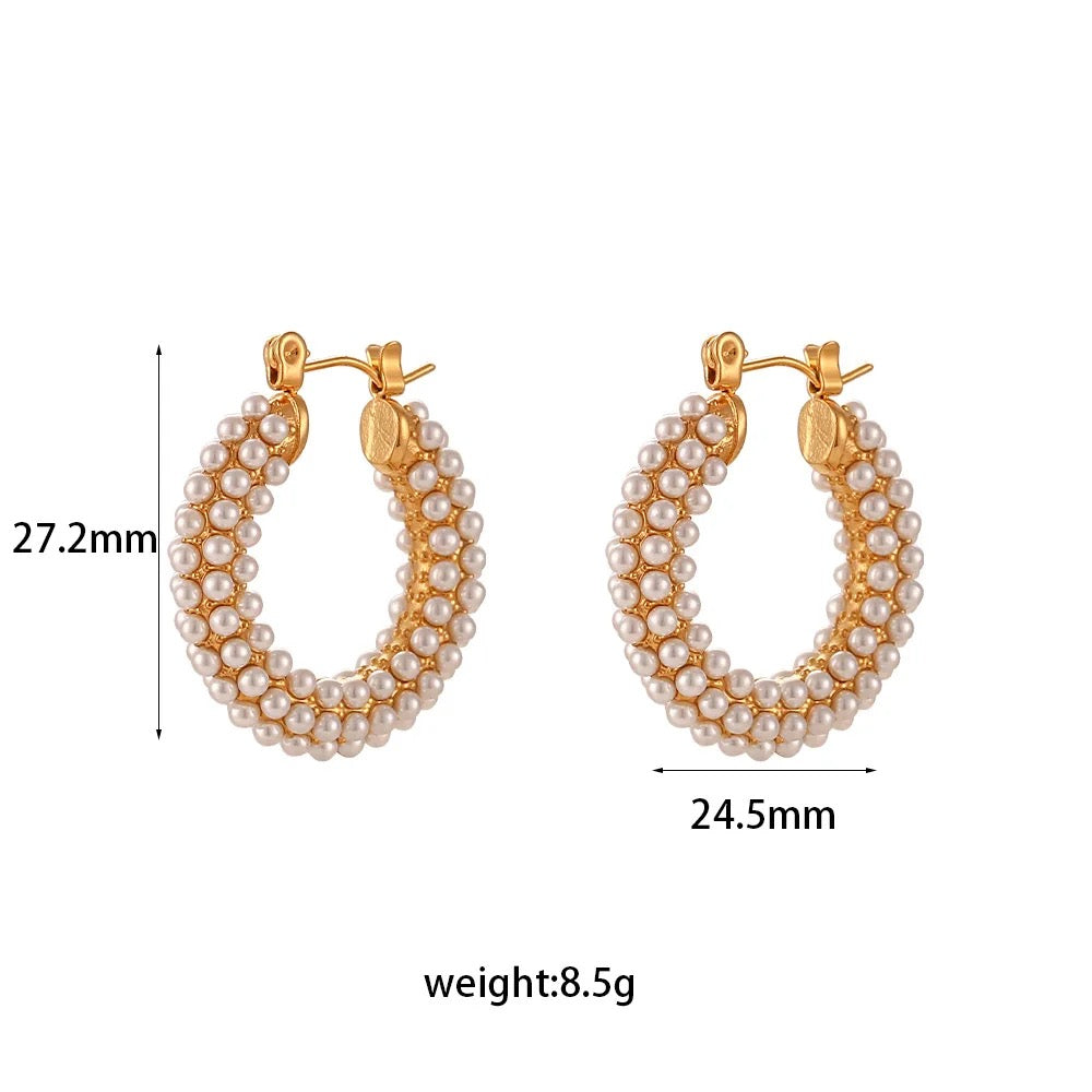 Mahira Pearls Encrusted Hoops