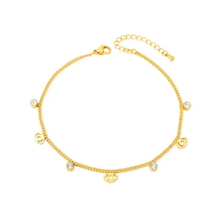 Gold Eye Zircon Anklet