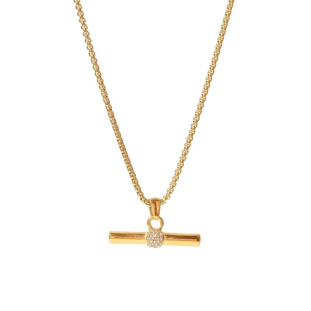 CZ T-Bar Pendant Necklace