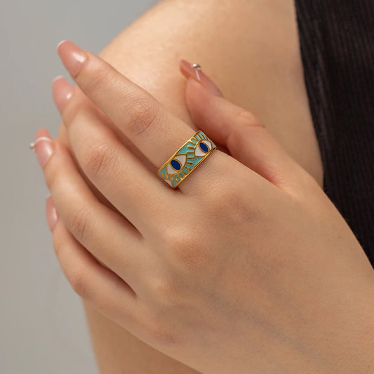 Aqua Evil Eye Ring