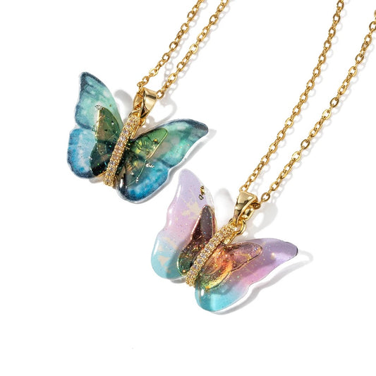 Enamel Butterfly Necklace