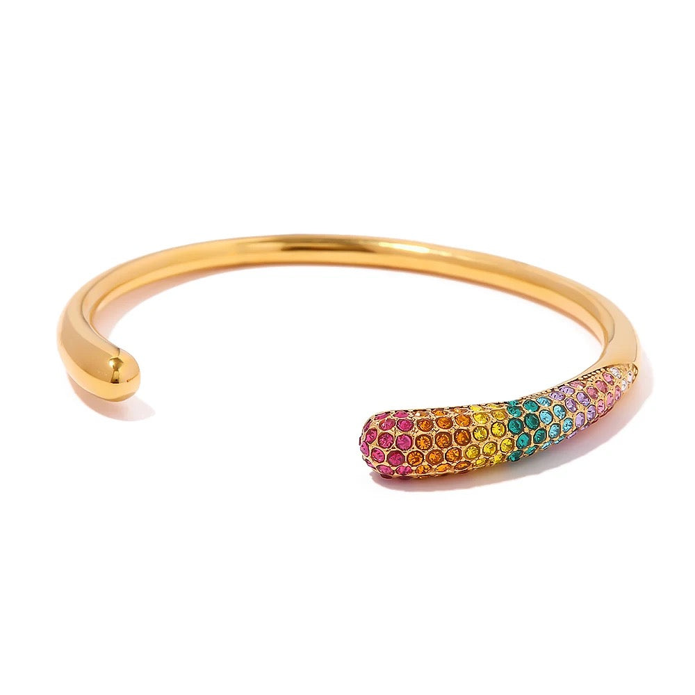 Rainbow Zircon Studded Bangle