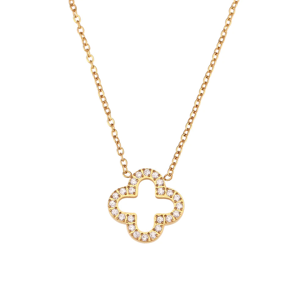 Frosty Gold Clover Necklace