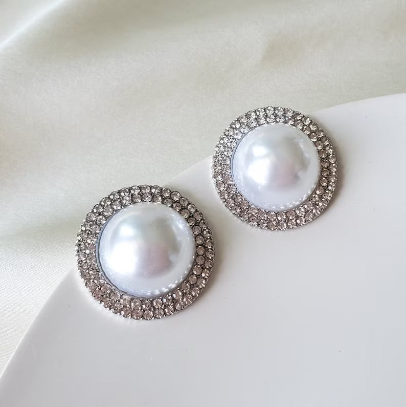 Oversized zircon Pearl Studs