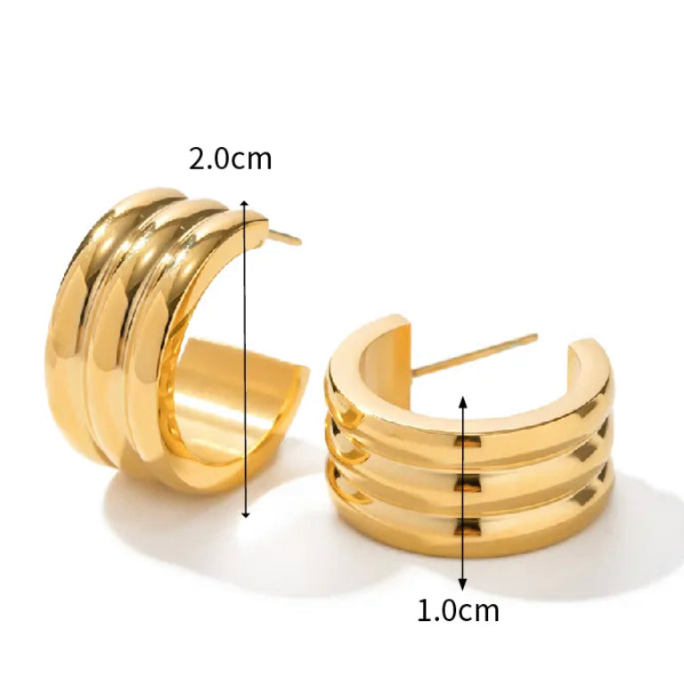 Gold trilayer Hoops