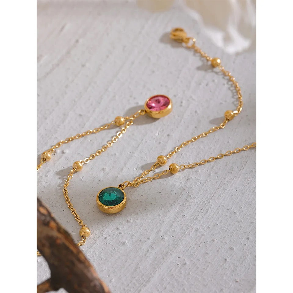 Emerald Round Anklet